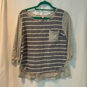 3/4 Sleeve Striped Anthropologie Shirt